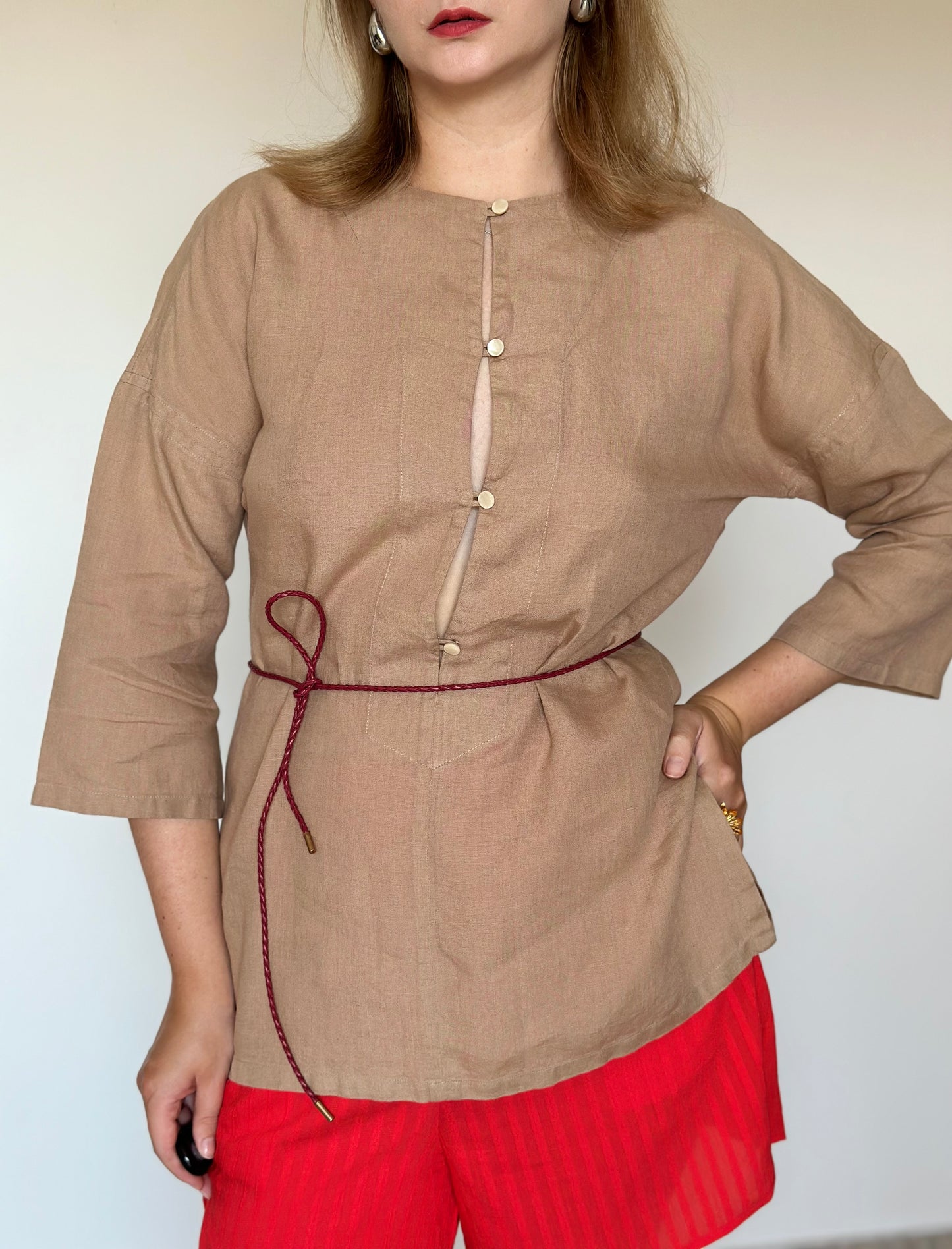 Beautiful vintage minimalistic linen blouse Max Mara