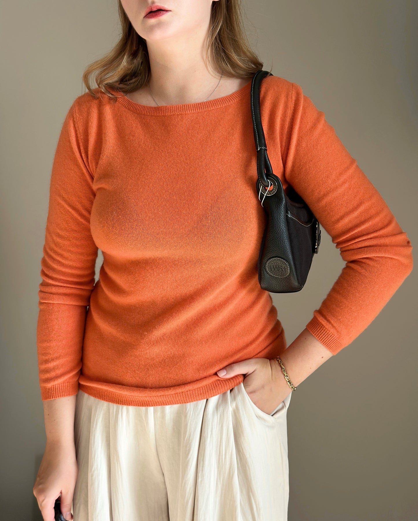 Vintage 100% cashmere orange sweater