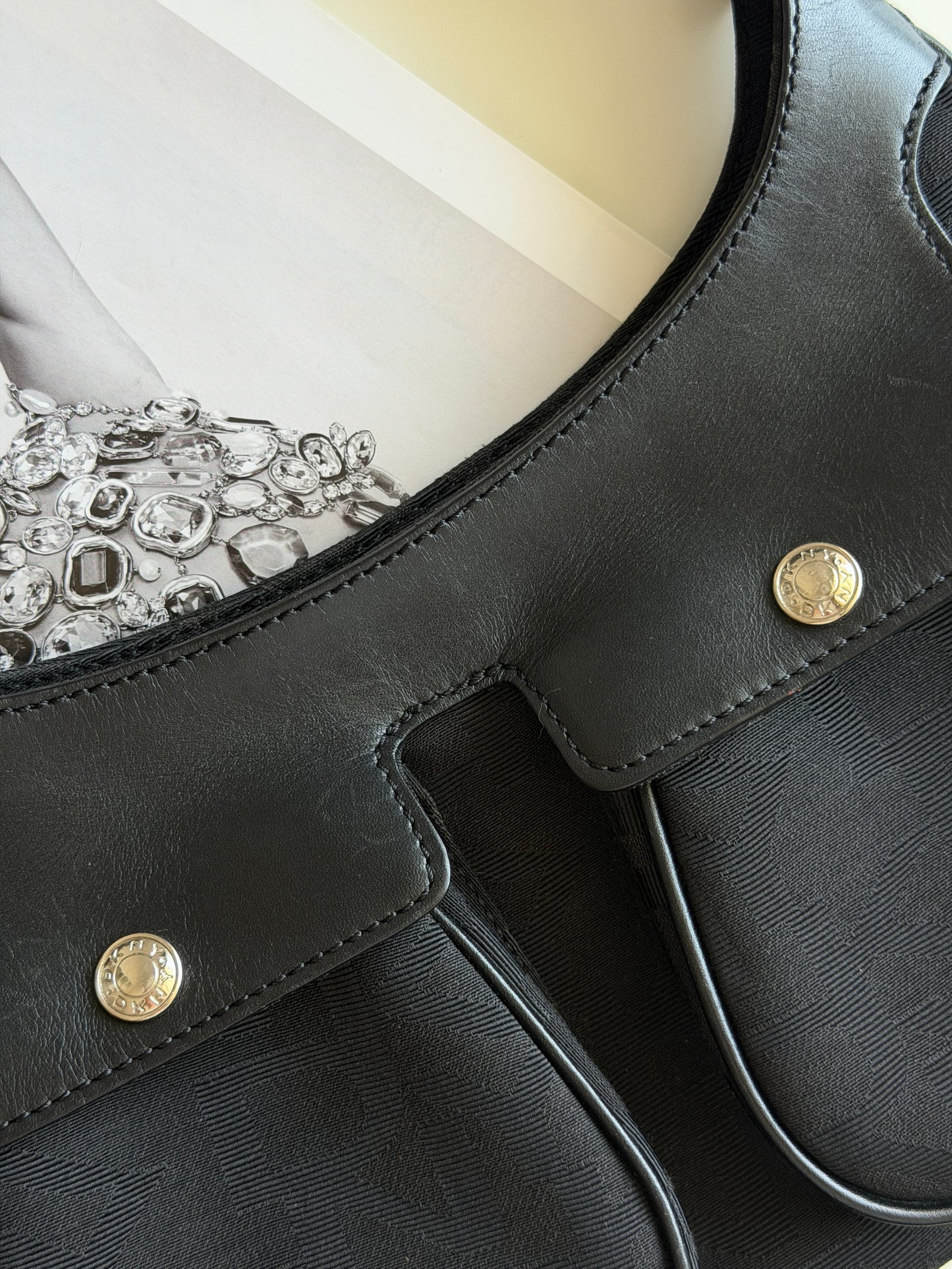 Vintage DKNY black monogram shoulder bag