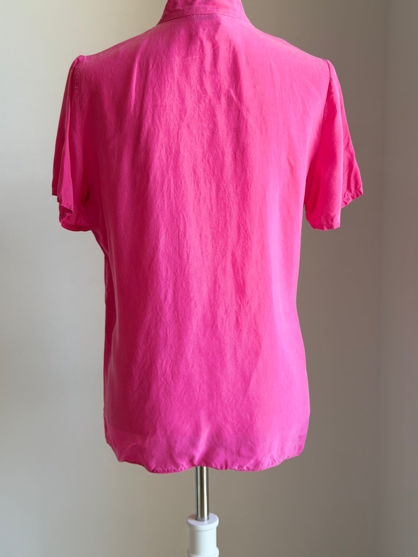 Pink mandarin collar viscose blouse