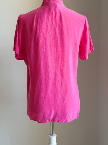 Pink mandarin collar viscose blouse