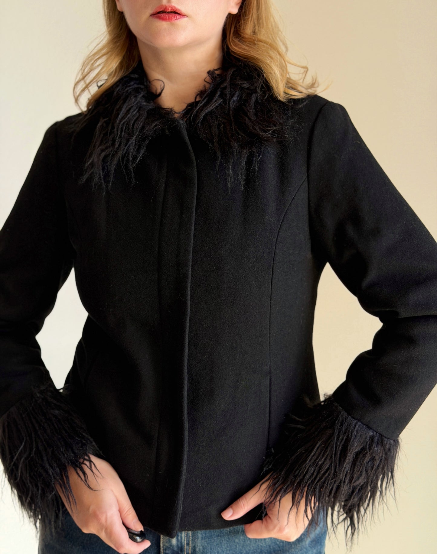 Stylish black wool jacket from NÜMPH