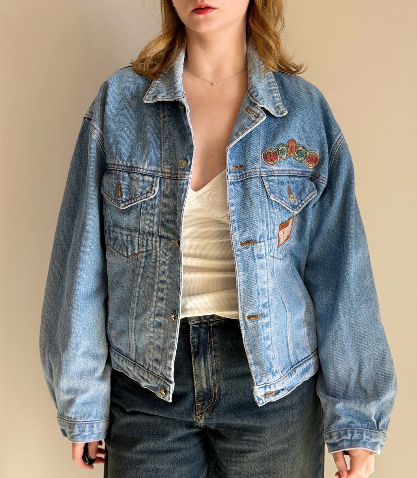 Vintage denim jacket in a light blue wash