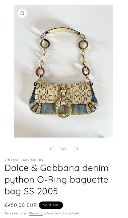 Vintage Dolce & Gabbana O-Ring baguette bag. SS 2005.