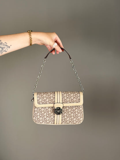 Sophisticated vintage DKNY beige shoulder bag from 2000s