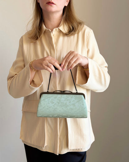 Unique vintage silk clutch bag with mirror
