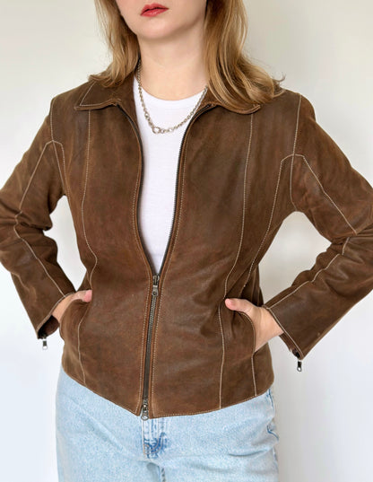 Vintage 100% leather distressed jacket