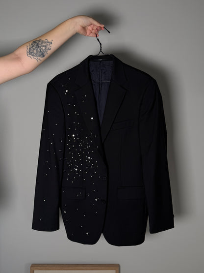 Sophisticated vintage black blazer with rhinestones