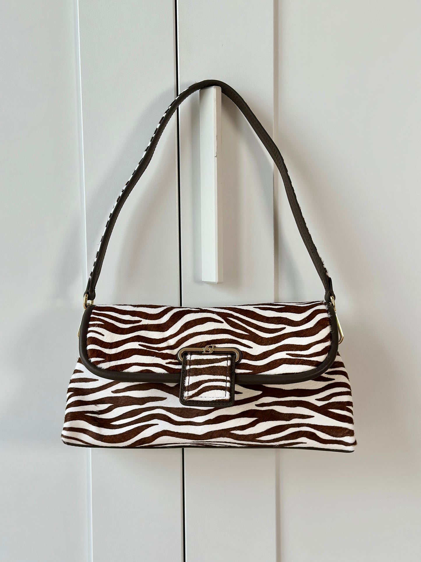 Striking Dune London shoulder zebra bag