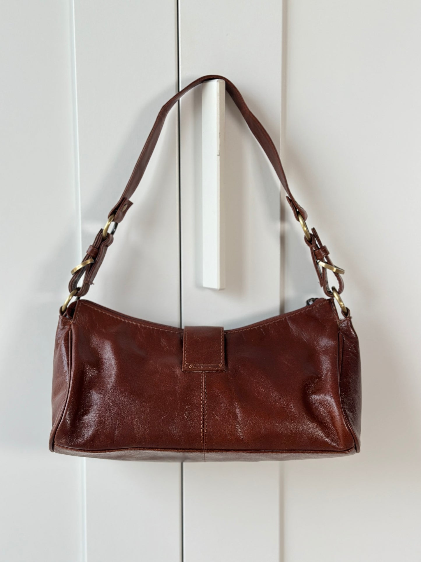 Brown leather shoulder bag