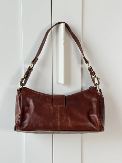 Brown leather shoulder bag