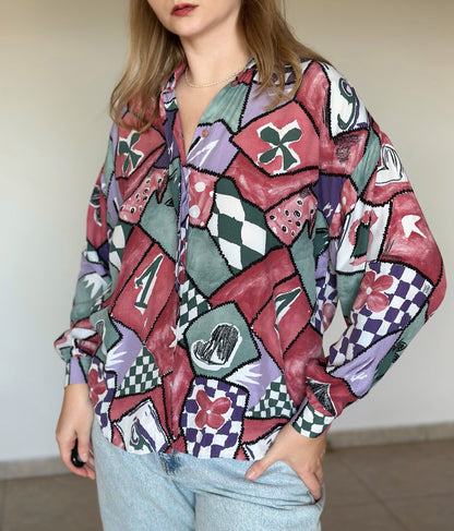 Bold vintage viscose blouse