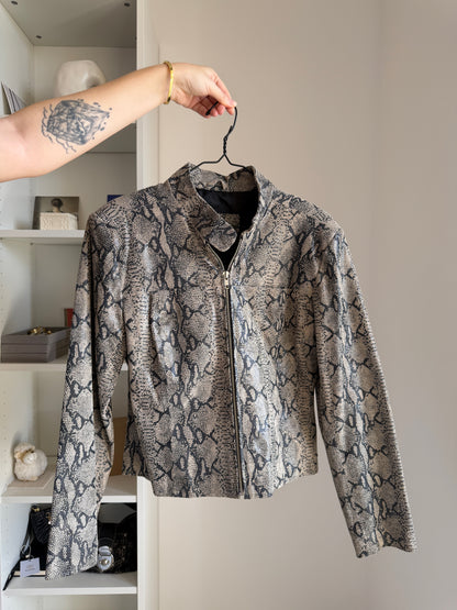 Vintage snake print leather jacket