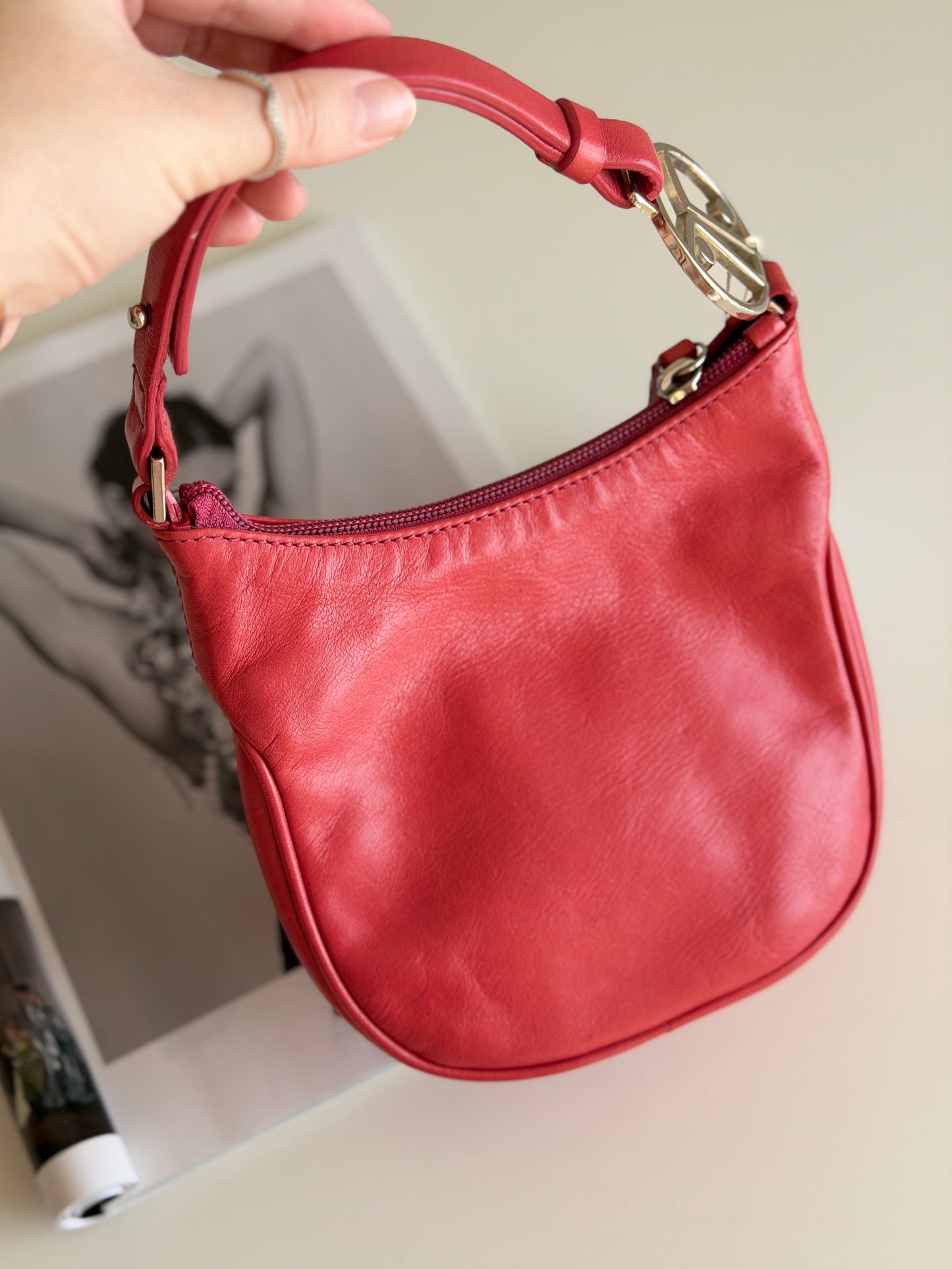 Vintage Coccinelle red leather bag