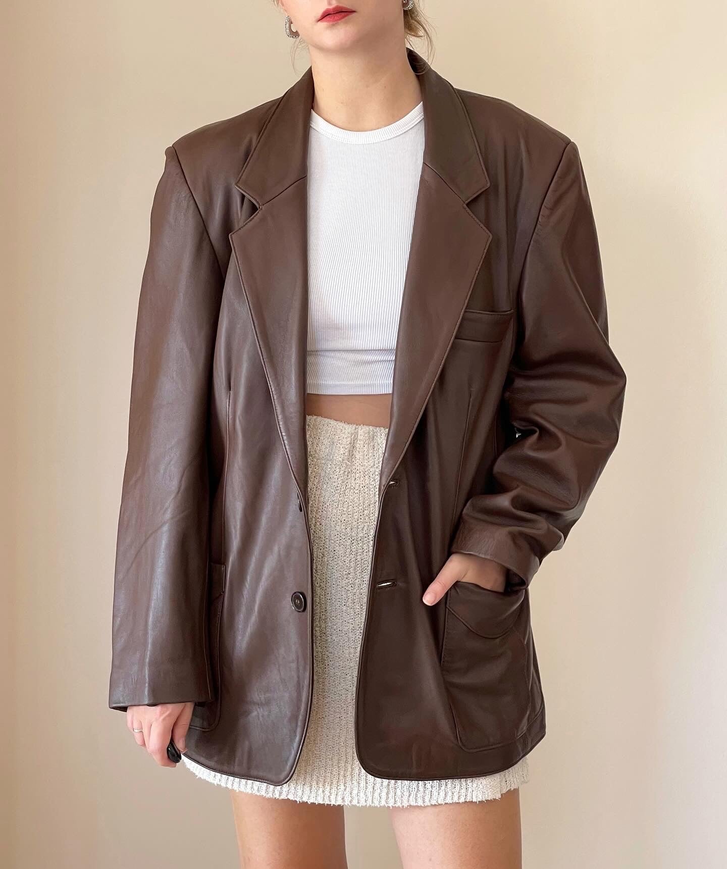 Vintage oversized leather jacket