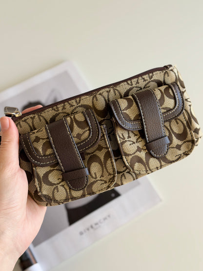 Vintage brown monogram wristlet (Coach style)