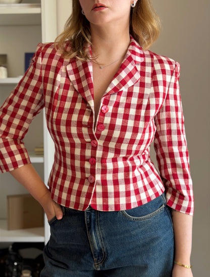 Vintage Moschino gingham red blazer 1990s