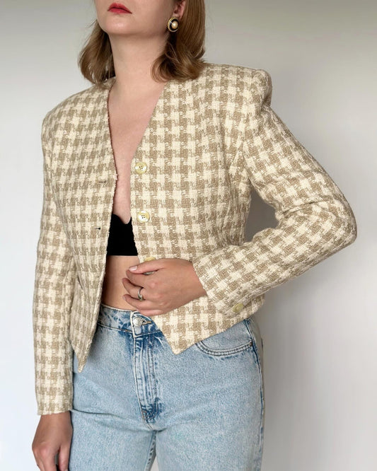 Vintage tweed cropped blazer by Viyella