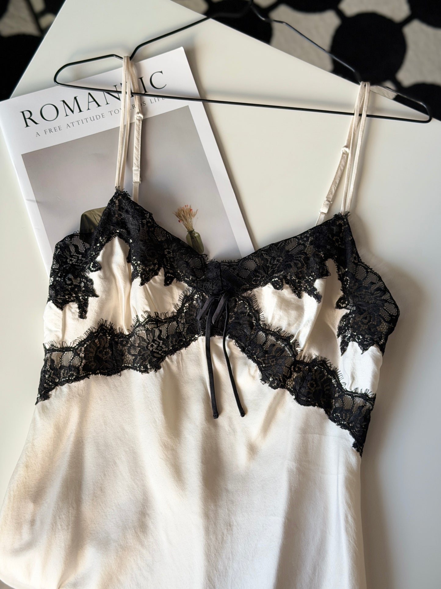 Stunning silk night dress with lace