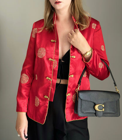 Striking vintage Asian red silk jacket