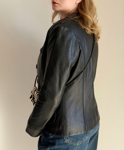 Vintage black leather blazer