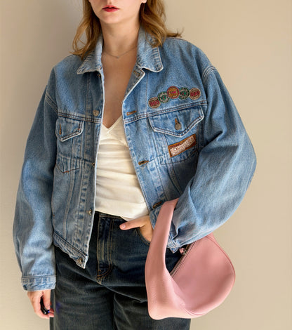 Vintage denim jacket in a light blue wash