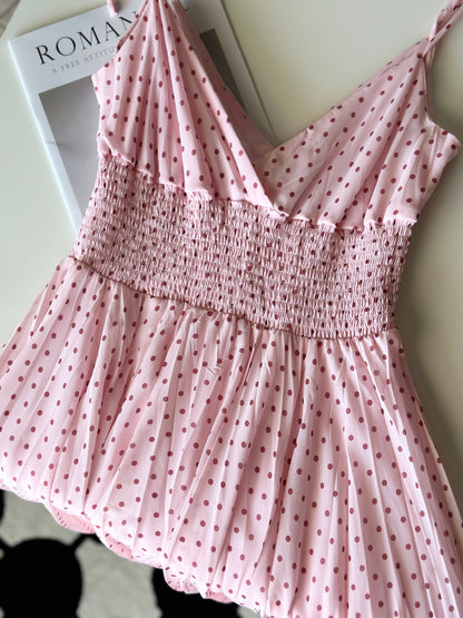 Feminine polka dot sundress from Y2K era