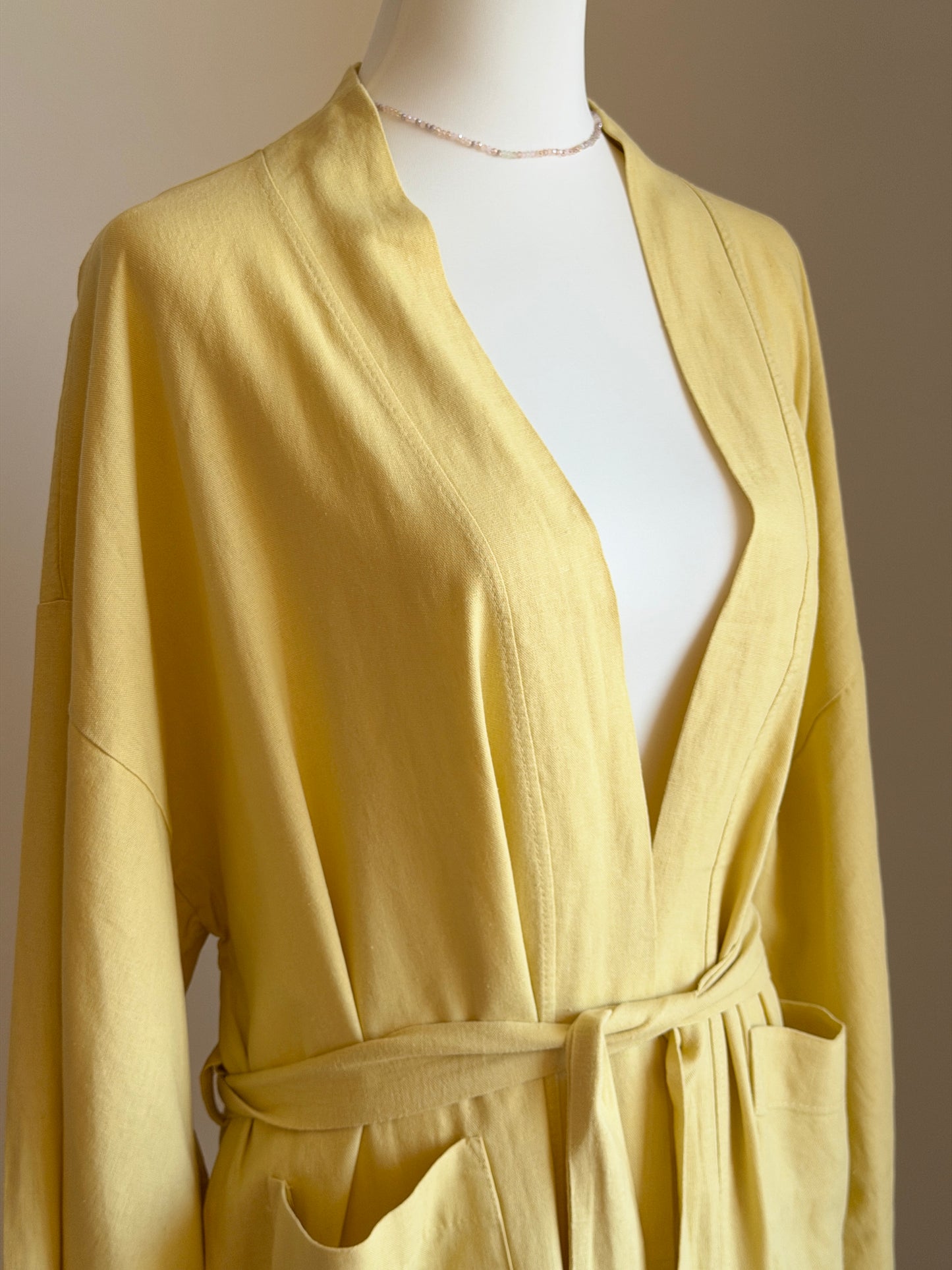 Oversized yellow linen robe