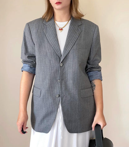 Vintage oversized men's striped wool blazer