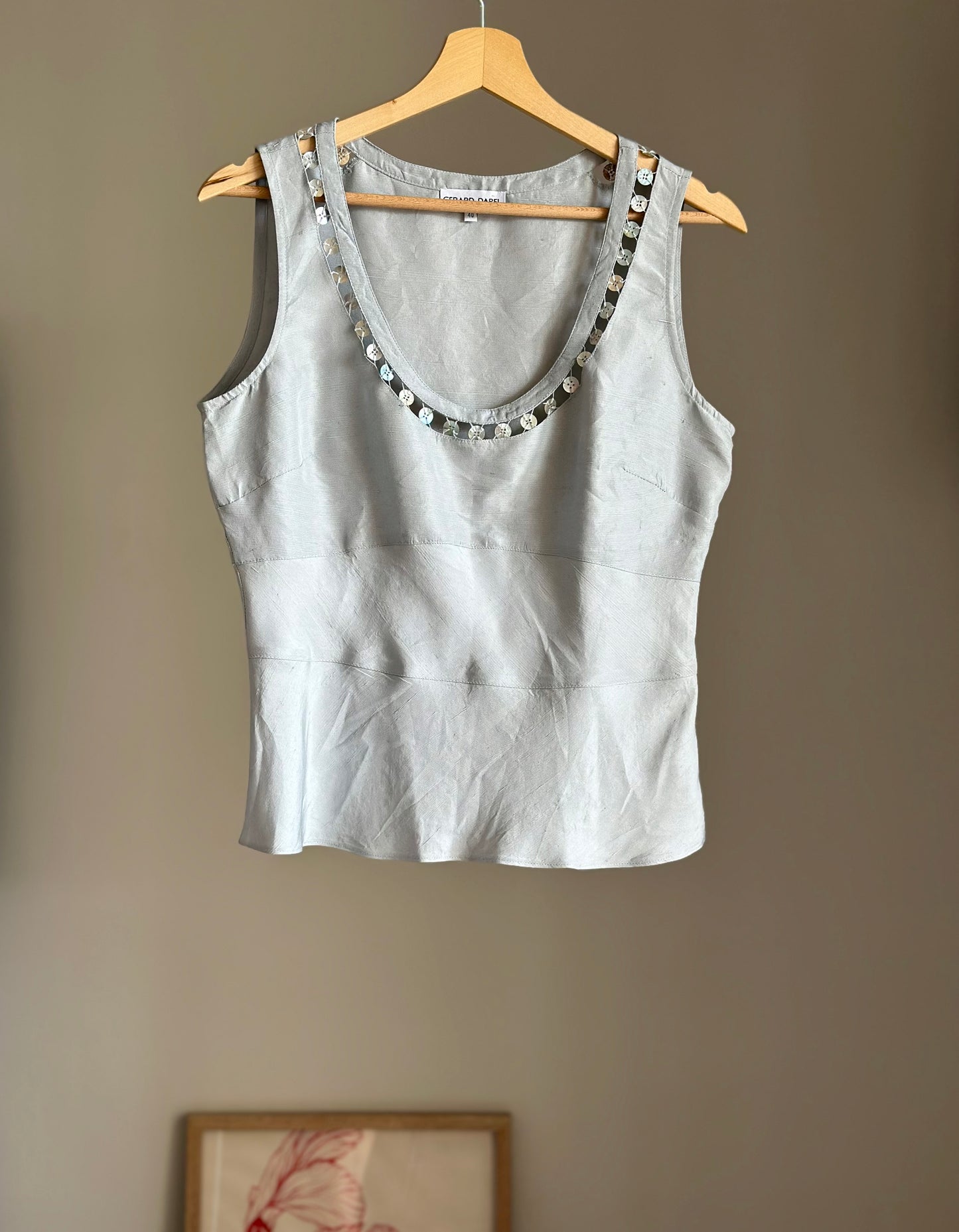 Vintage raw silk silver top by Gerard Darel