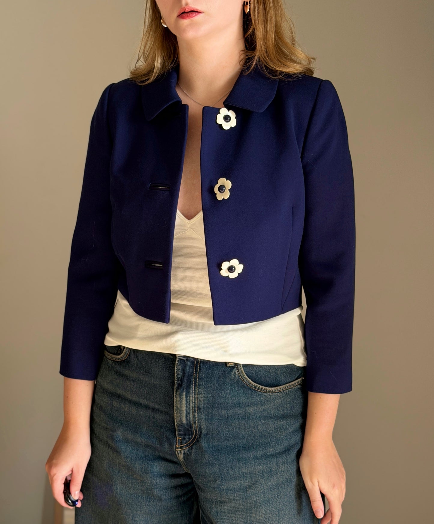Charming 60s-inspired navy blue jacket Hobbs