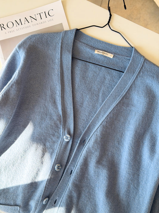 Wool blue cardigan from Woolovers