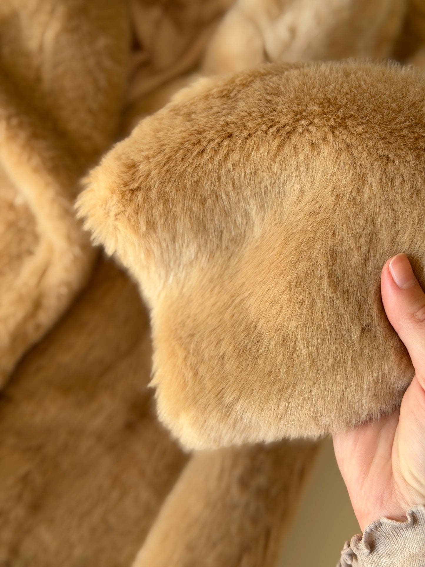 Chic beige faux fur midi coat
