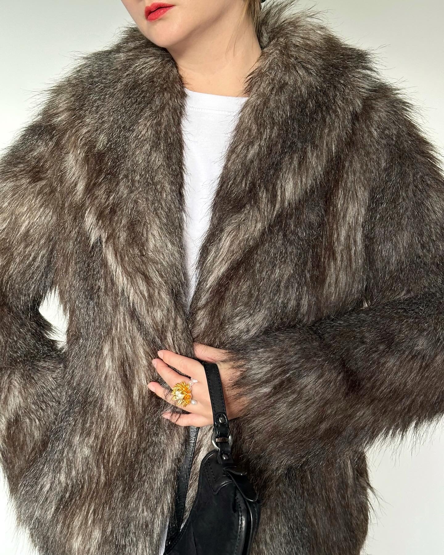 Trendy vintage faux fur jacket