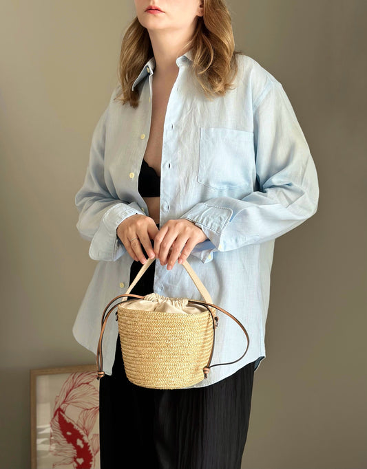 Oversized blue linen shirt