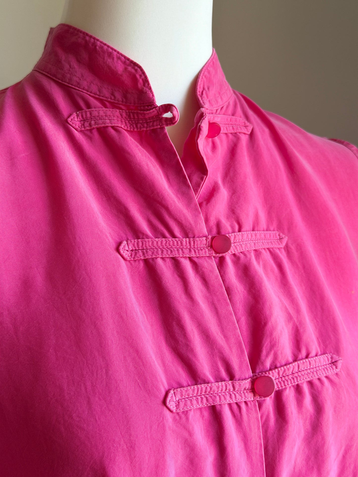 Pink mandarin collar viscose blouse