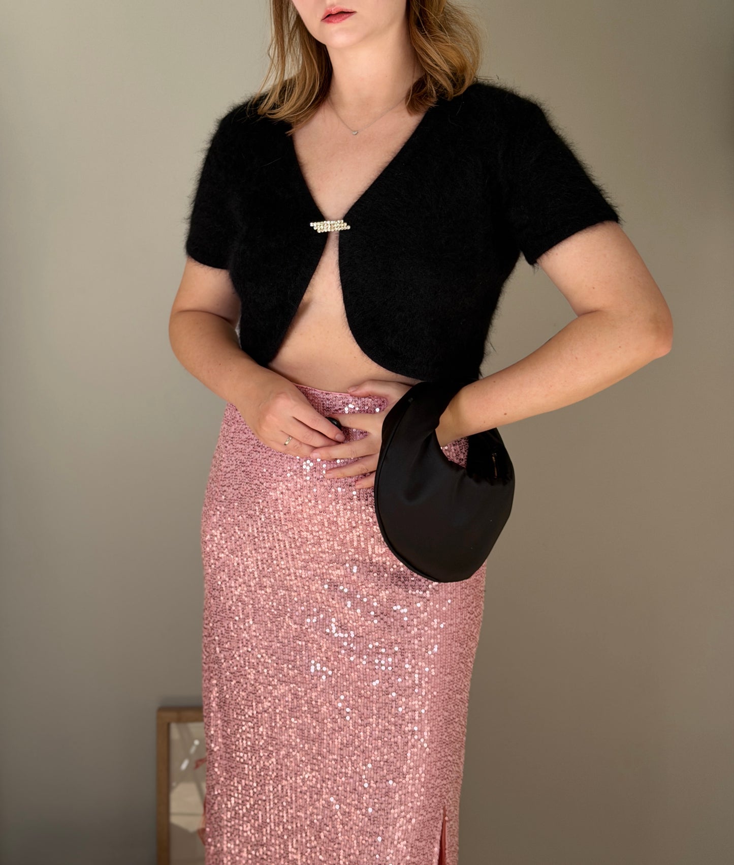 Amazing shimmering pink midi-maxi skirt