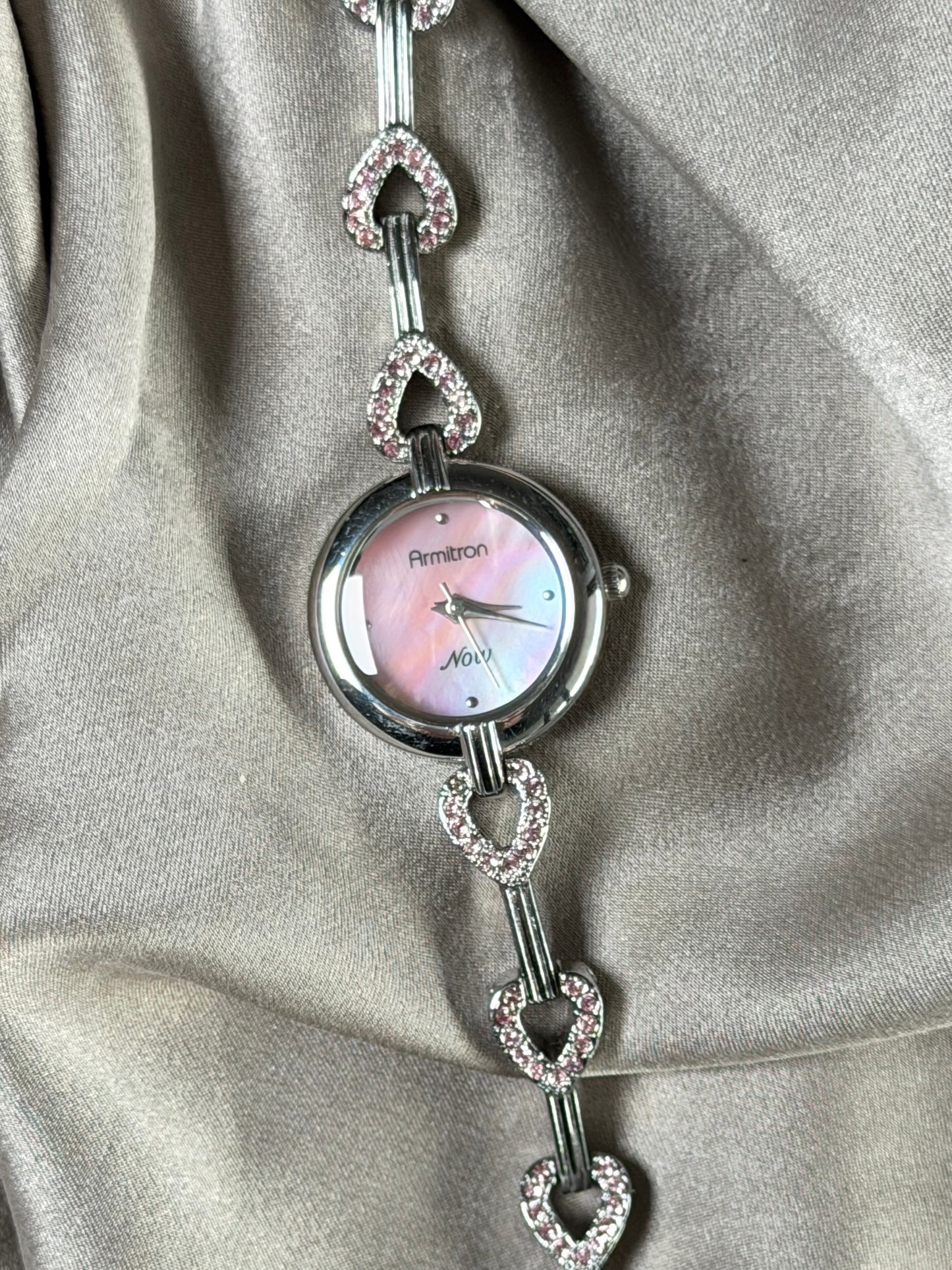 Charming vintage Armitron watch with heart links