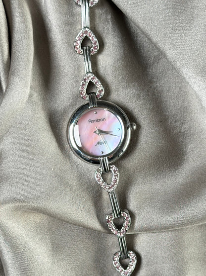Charming vintage Armitron watch with heart links