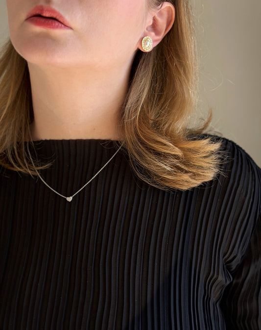 Classic vintage stud earrings featuring a faux pearl