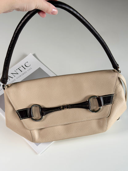 Sophisticated leather beige bag (made in Spain)
