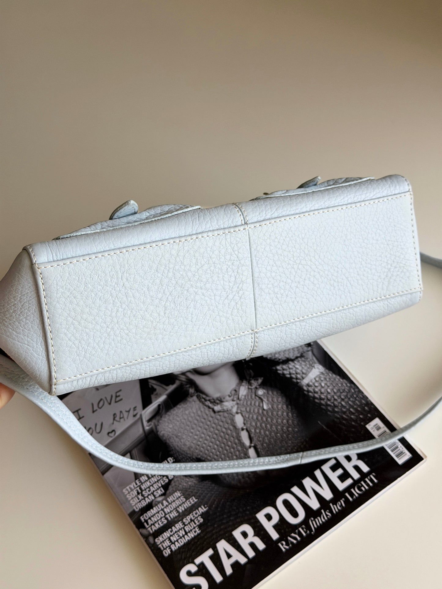 Vintage powder blue leather bag
