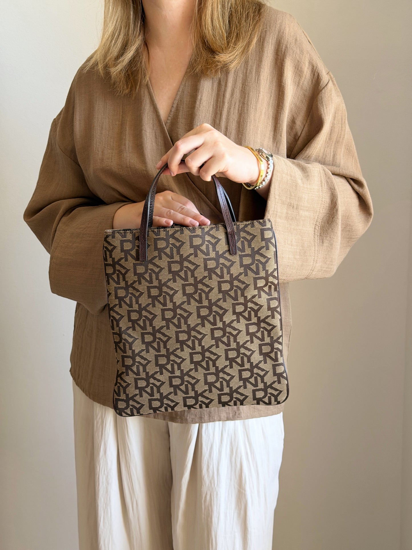 Vintage DKNY brown tote bag