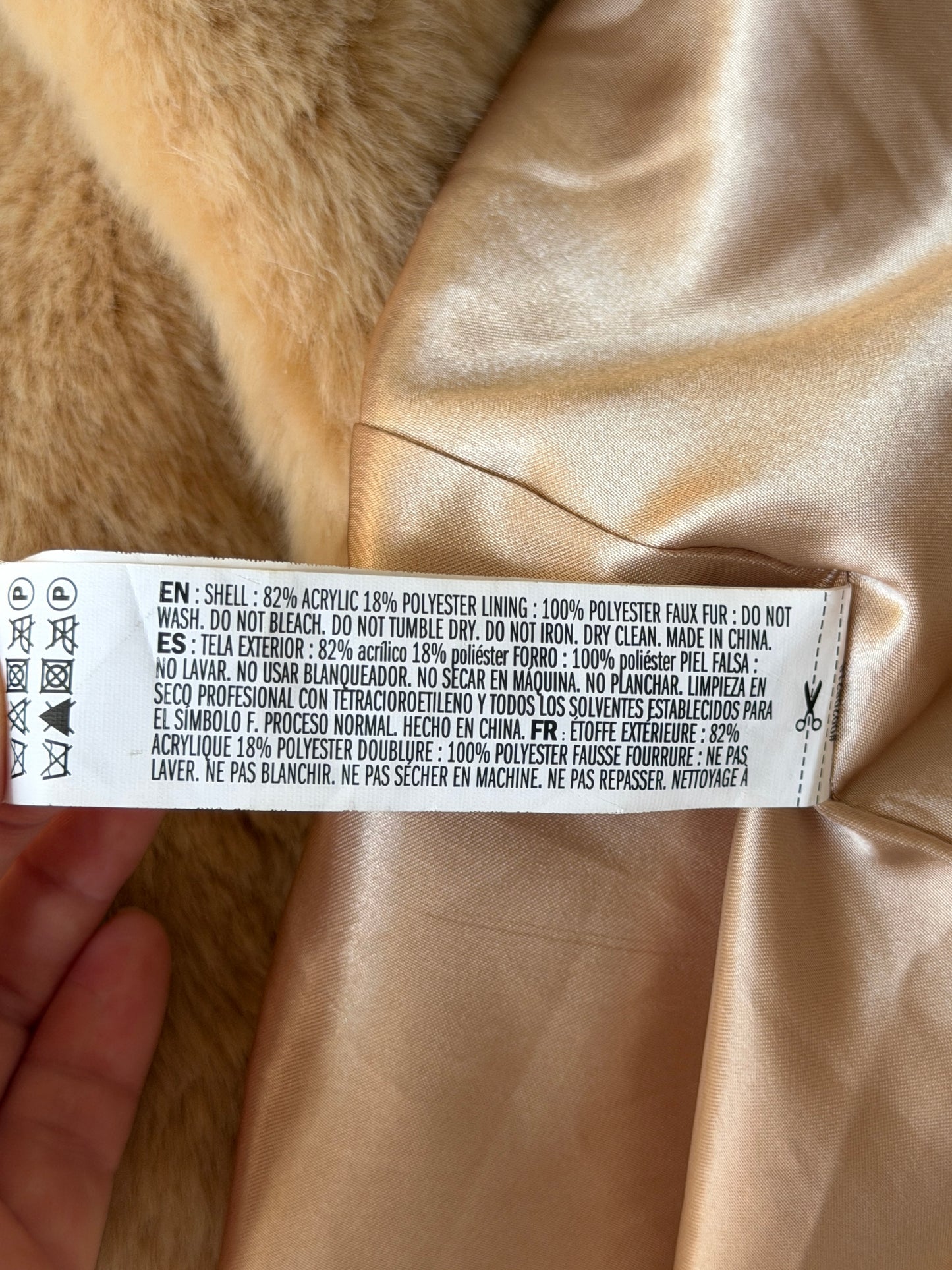 Chic beige faux fur midi coat