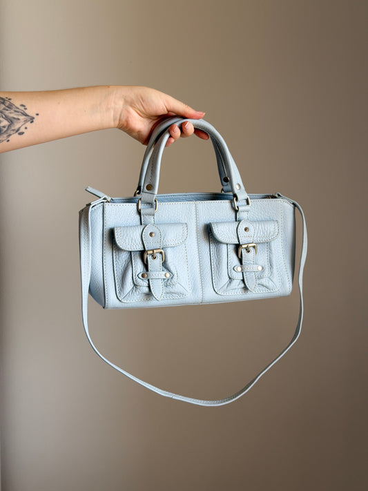 Vintage powder blue leather bag