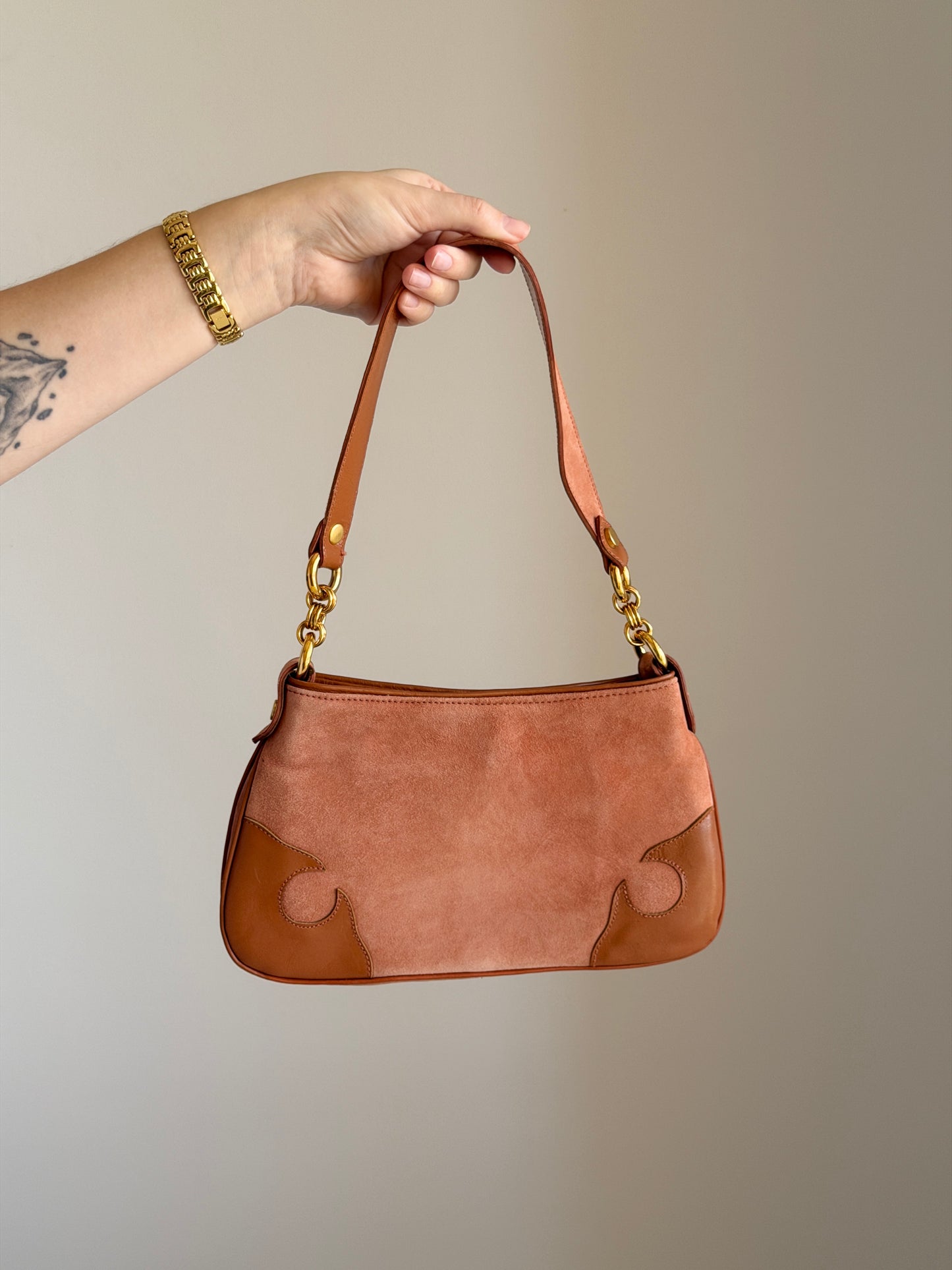 Vintage suede caramel bag