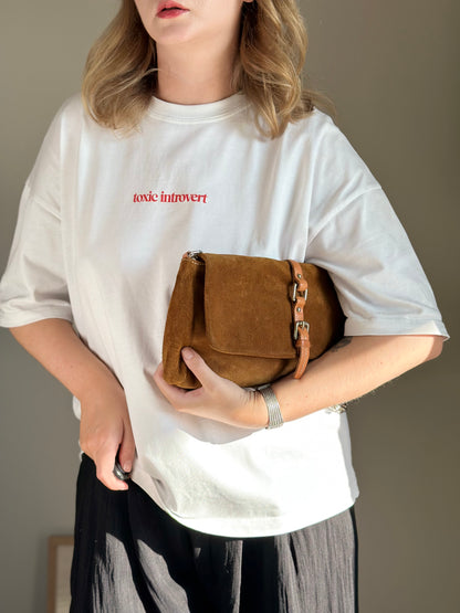 Beautiful caramel suede shoulder bag