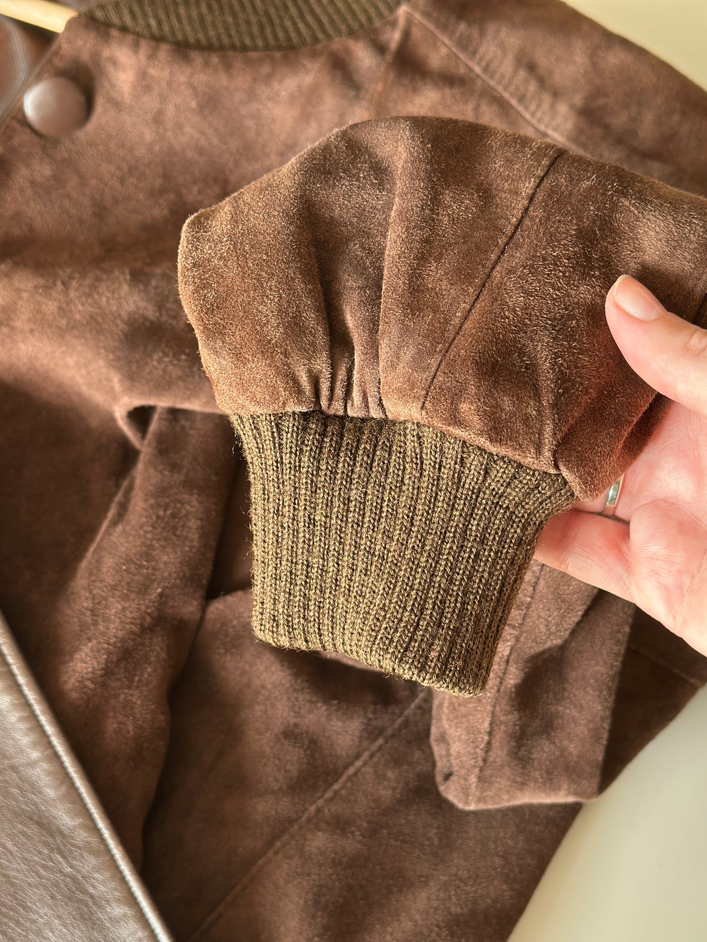 Vintage brown suede bomber jacket