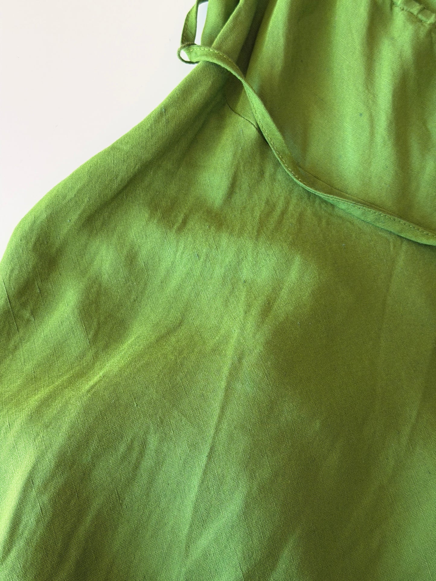 Vibrant green halter-neck linen dress