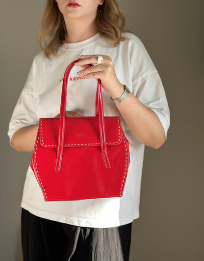 Vintage red patent leather handbag Pollini